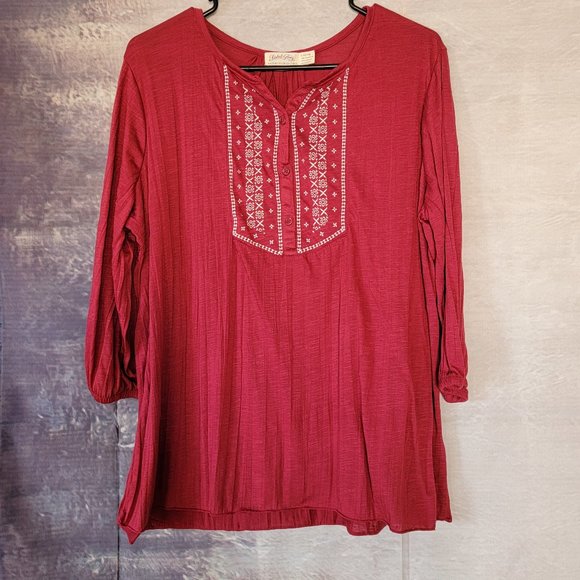 Faded Glory Tops - Maroon Boho Blouse Brand New Size Large